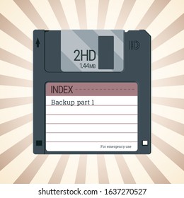 Floppy disk retro storage for backup usage. Flat vector illustration of computer diskette for data copy
