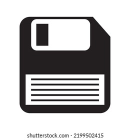 Floppy Disk Save Device Icon | Black Vector Illustration |