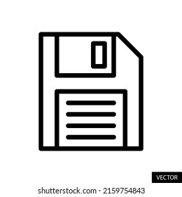 Floppy Disk or Save File vector icon in line style design for website design, app, UI, isolated on white background. Editable stroke. EPS 10 vector illustration.