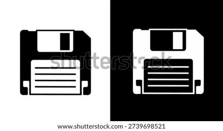 Floppy Disk Save Icon Black and White Data Storage Symbol