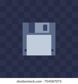 Floppy disk save icon. Pixel art stile. Video game 8-bit sprite. Isolated vector illustration. 