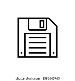 Floppy disk or save icon template in outline style on white background, Floppy disk symbol vector sign isolated on white background illustration for graphic and web design