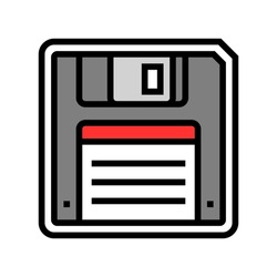 Floppy Disk Saving Loading Data Color Icon Vector. Floppy Disk Saving Loading Data Sign. Isolated Symbol Illustration