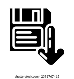 floppy disk saving loading data glyph icon vector. floppy disk saving loading data sign. isolated symbol illustration