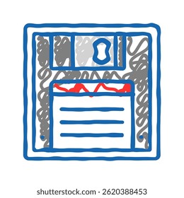 floppy disk saving loading data doodle icon sketch vector. floppy disk saving loading data sign. isolated symbol illustration