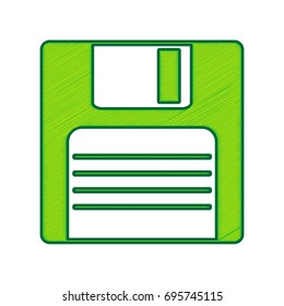 Floppy disk sign. Vector. Lemon scribble icon on white background. Isolated