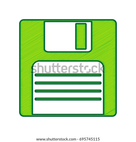 Floppy disk sign. Vector. Lemon scribble icon on white background. Isolated