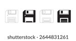 Floppy Disk Silhouette Vector Illustration Black and White.