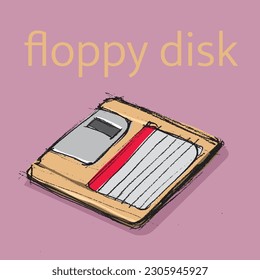 floppy disk sketch pencil style