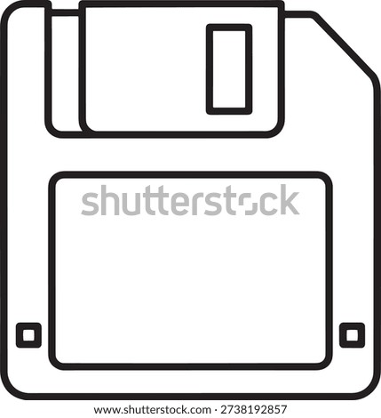 Floppy disk symbol save action interface monoline outline icon.