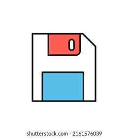 Floppy disk thin line icon. Color. Element of simple icon for websites, web design, mobile app, info graphics. Thin line icon for website design and development, app development.