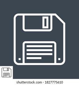 Floppy Disk Thin Line Vector Icon. Flat icon isolated on the black background. Editable EPS file. Vector illustration.