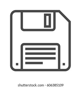 Floppy Disk Thin Line Vector Icon. Flat icon isolated on the white background. Editable EPS file. Vector illustration.
