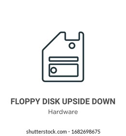 Floppy disk upside down outline vector icon. Thin line black floppy disk upside down icon, flat vector simple element illustration from editable hardware concept isolated stroke on white background