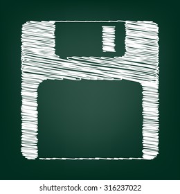 Floppy disk  Vector icon with chalk effect 
