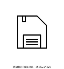 Floppy Disk vector icon. Editable black stroke.