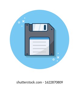 Floppy disk vector illustration. Flat design. For sticker, icon, background and more.