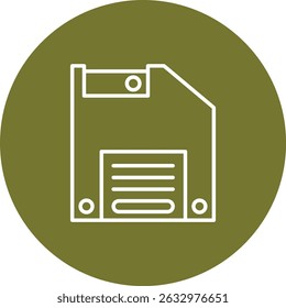 Floppy Disk Vector Line Circle Icon Design