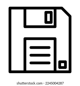 Floppy Disk Vector Line Icon Design