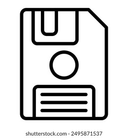 Floppy Disk Vector Line Icon Design