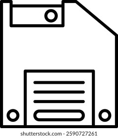 Floppy Disk Vector Line Icon Design