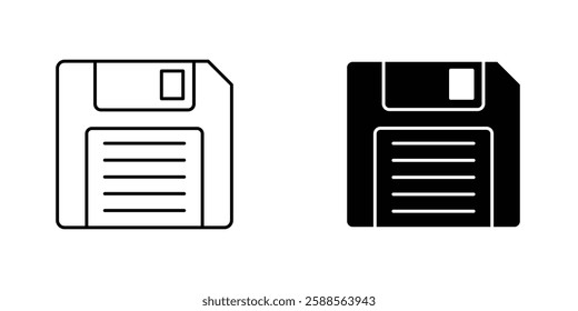 Floppy disk vectors icons set in filled and strokes on white background