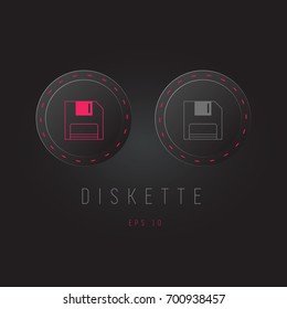 Floppy Diskette icon design on modern flat background