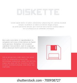 Floppy Diskette icon design on modern flat background