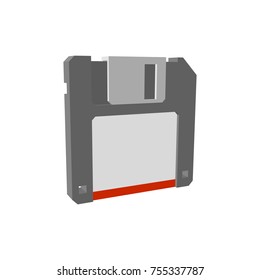 Floppy diskette icon. Isolated on white background.3d Vector illustration.