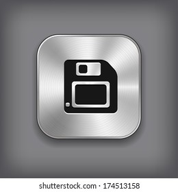 Floppy diskette icon - vector metal app button with shadow