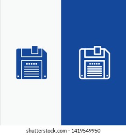 Floppy, Diskette, Save Line and Glyph Solid icon Blue banner