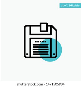 Floppy, Diskette, Save turquoise highlight circle point Vector icon