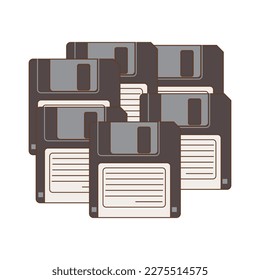 Floppy disks isolated on white background. Back to 90s. Nostalgia for 1990s element. Retro style.