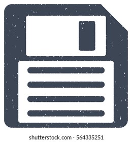 Floppy grainy textured icon for overlay watermark stamps. Flat symbol with scratched texture. Dotted vector smooth blue ink rubber seal stamp with grunge design on a white background.