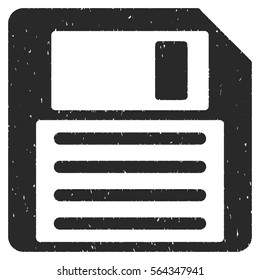 Floppy grainy textured icon for overlay watermark stamps. Flat symbol with unclean texture. Dotted vector gray ink rubber seal stamp with grunge design on a white background.