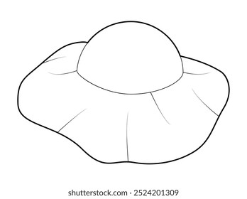 Floppy Hat. Summer Bonnet Head Fashion accessory cap with wide brim clothing technical illustration. Vector headgear for Men, women, unisex style, flat template CAD mockup sketch outline isolated