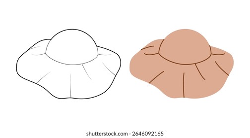 Floppy Hat. Summer Bonnet Head Fashion accessory cap with wide brim clothing technical illustration. Vector headgear for Men, women, unisex style, flat template CAD mockup sketch outline isolated
