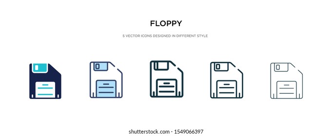 floppy icon in different style vector illustration. two colored and black floppy vector icons designed in filled, outline, line and stroke style can be used for web, mobile, ui