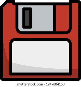 Floppy Icon. Editable Bold Outline With Color Fill Design. Vector Illustration.