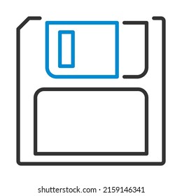 Icono de disquete. Contorno de negrita editable con diseño de relleno de color. Ilustración vectorial.