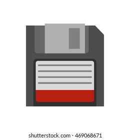 Floppy icon in flat style isolated on white background. Storage symbol