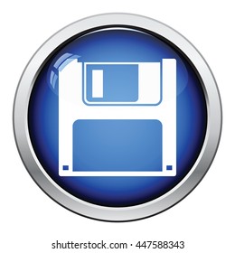 Floppy icon. Glossy button design. Vector illustration.