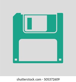 Floppy icon. Gray background with green. Vector illustration.