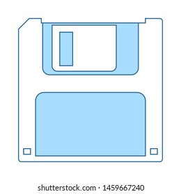 Floppy Icon. Thin Line With Blue Fill Design. Vector Illustration.