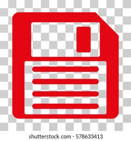 Floppy icon. Vector illustration style is flat iconic symbol, red color, transparent background. Designed for web and software interfaces.