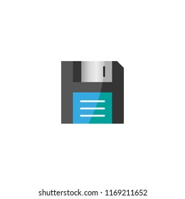 A floppy image is made in a flat design style