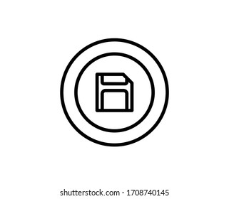 Icono de línea de disquete. Símbolo vectorial en estilo plano y moderno sobre fondo blanco. Canto de disquete para el diseño.