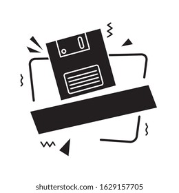 floppy nineties retro style isolated icon vector illustration design