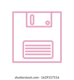 floppy nineties retro style neon light vector illustration design