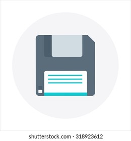 Floppy theme, flat style, colorful, vector icon set for info graphics, websites, mobile and print media.